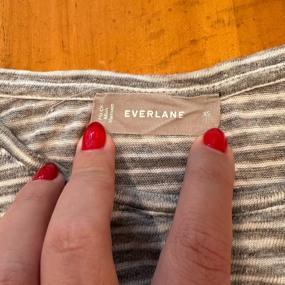 Everlane Striped Long Sleeve Top 100% Linen - Picture 2 of 3